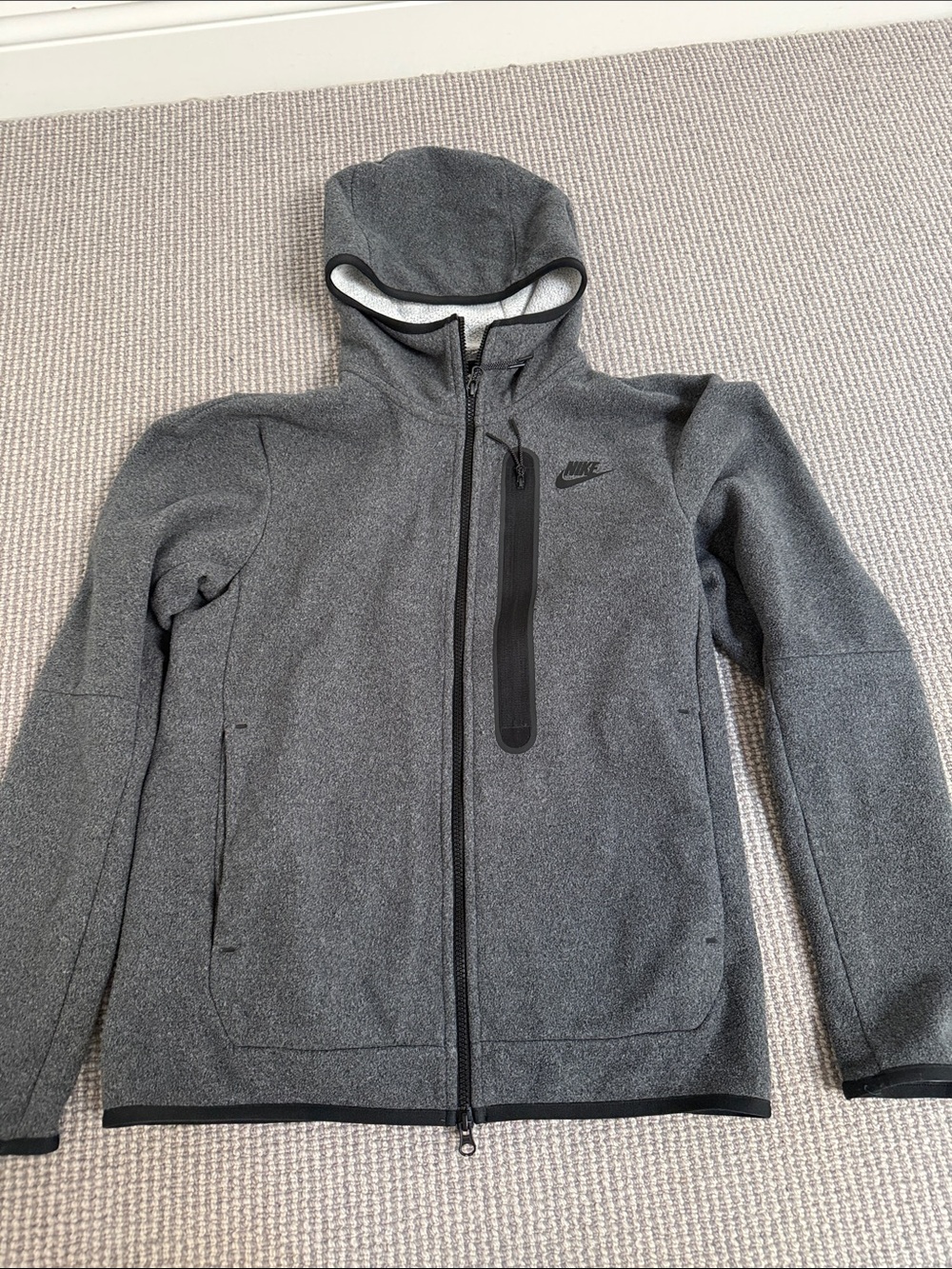 Nike Tech Dark Grey Fleece Hooded Zip-Up